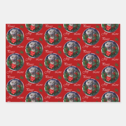 Weimaraner Weihnachtsgeschenke Geschenkpapier Set (Vorderseite)