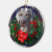 Weimaraner Weihnachtsgeschenke Keramik Ornament (Links)