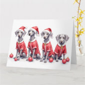 Weimaraner Weihnachtskleid Santa Hut Karte (Gelbe Blume)