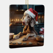 Weimaraner Weihnachtskost Feiertag Keramikornament (Rechts)
