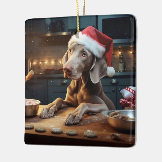 Weimaraner Weihnachtskost Feiertag Keramikornament (Links)