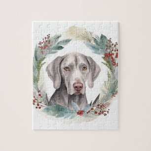 Weimaraner Weihnachtskranz Festlicher Hund Puzzle
