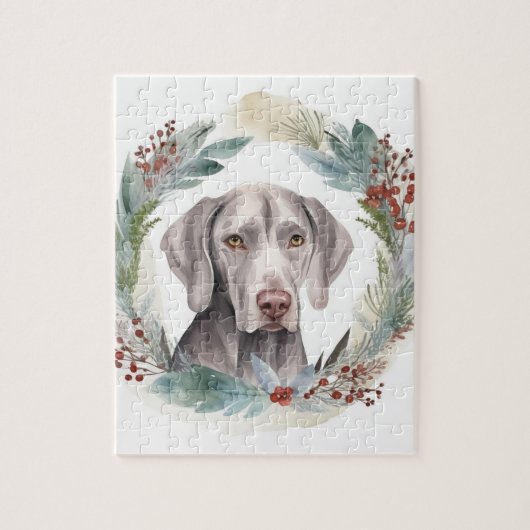 Weimaraner Weihnachtskranz Festlicher Hund Puzzle (Vertikal)