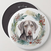 Weimaraner Weihnachtskraut Festliche Jungfrau Button (Vorne & Hinten)