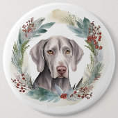 Weimaraner Weihnachtskraut Festliche Jungfrau Button (Vorderseite)