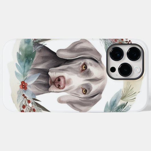 Weimaraner Weihnachtskraut Festliche Jungfrau Case-Mate iPhone Hülle (Rückseite (Horizontal))