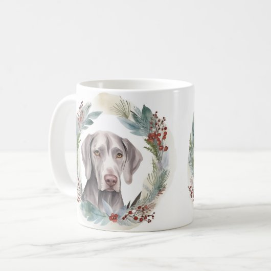 Weimaraner Weihnachtskraut Festliche Jungfrau Kaffeetasse (Vorderseite Links)