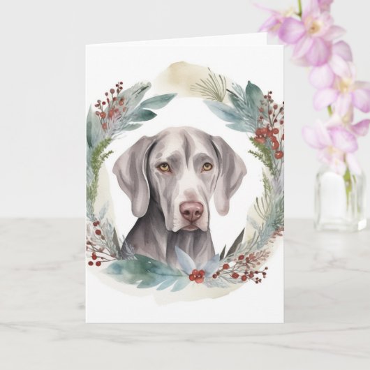 Weimaraner Weihnachtskraut Festliche Jungfrau Karte (Orchidee)