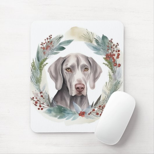 Weimaraner Weihnachtskraut Festliche Jungfrau Mousepad (Mit Mouse)