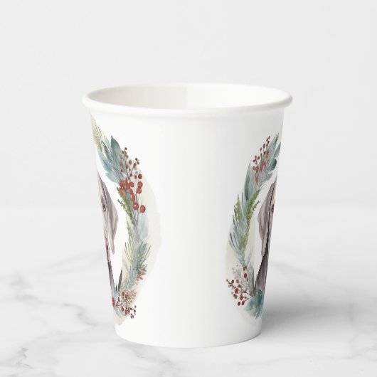 Weimaraner Weihnachtskraut Festliche Jungfrau Pappbecher (Links)