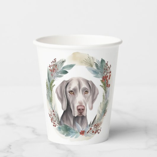 Weimaraner Weihnachtskraut Festliche Jungfrau Pappbecher (Vorderseite)