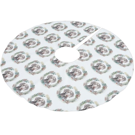 Weimaraner Weihnachtskraut Festliche Jungfrau Polyester Weihnachtsbaumdecke (Schrägansicht)