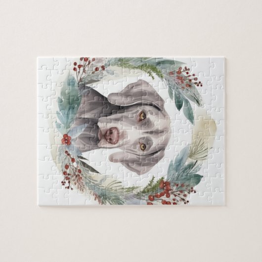 Weimaraner Weihnachtskraut Festliche Jungfrau Puzzle (Horizontal)