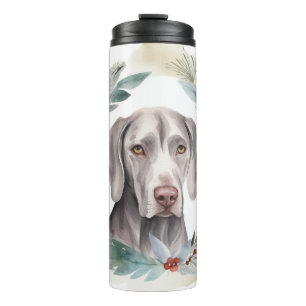 Weimaraner Weihnachtskraut Festliche Jungfrau Thermosbecher