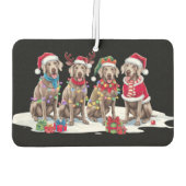 Weimaraner Weihnachtsmannmütze will Weihnachtsbele Autolufterfrischer (Rückseite)