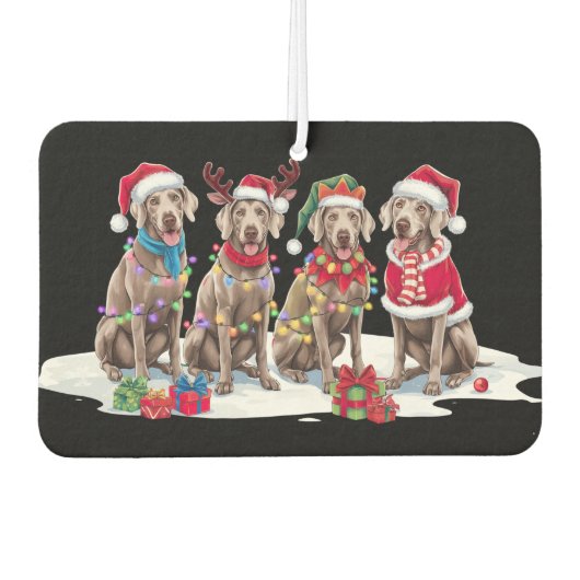 Weimaraner Weihnachtsmannmütze will Weihnachtsbele Autolufterfrischer (Vorderseite)