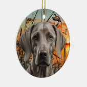 Weimaraner Weihnachtsschmuck, Entenjagd Keramik Ornament (Rechts)