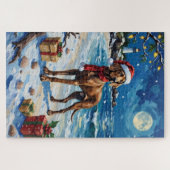 Weimaraner Weihnachtsstrand Urlaub Puzzle (Horizontal)