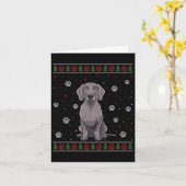 Weimaraner Weihnachtssüßer Xmas Haustier Hund L Karte (Gelbe Blume)