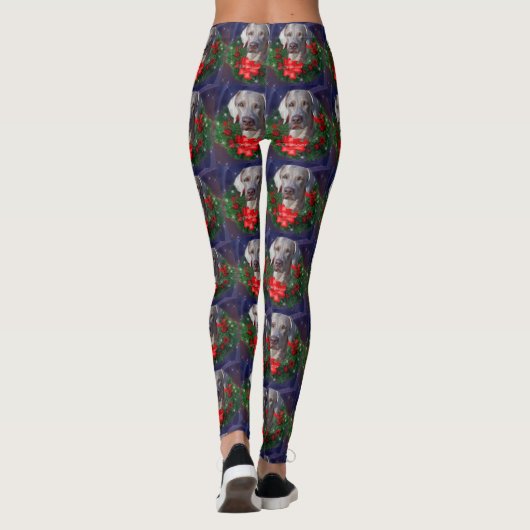 Weimaraner Weihnachtswreath Leggings (Rückseite)