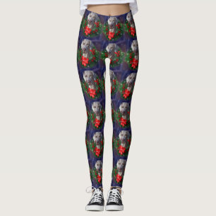 Weimaraner Weihnachtswreath   Leggings