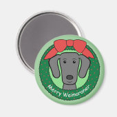 Weimaraner Weihnachtszeit Magnet (Vorderseite/Rückseite)