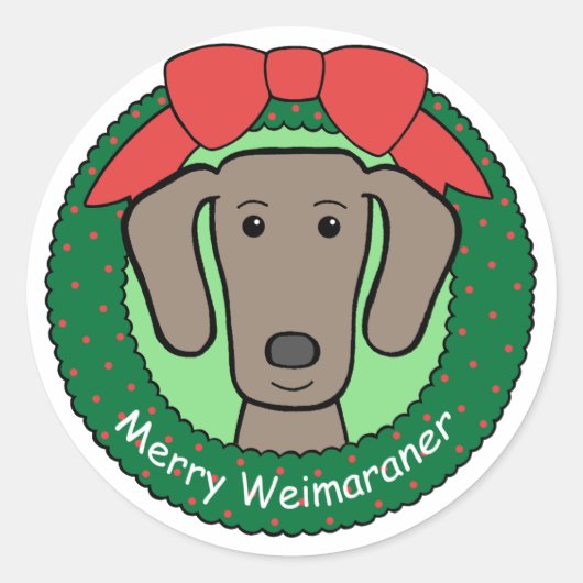 Weimaraner Weihnachtszeit Runder Aufkleber (Vorderseite)