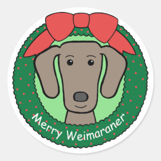 Weimaraner Weihnachtszeit Runder Aufkleber
