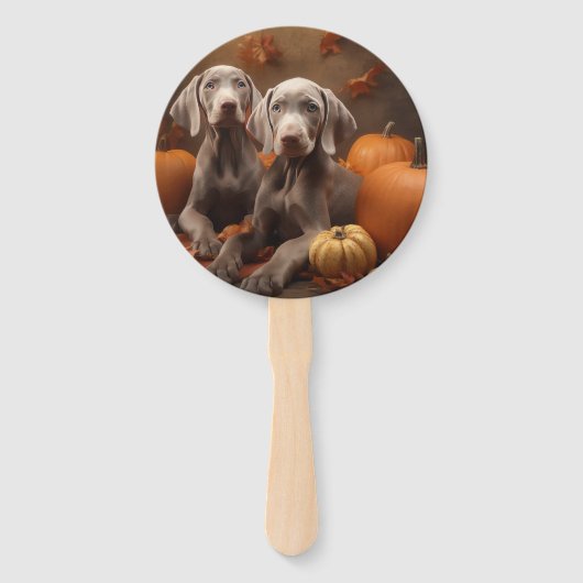 Weimaraner Welpe Autumn Delight Pumpkin Fächer (Rückseite)