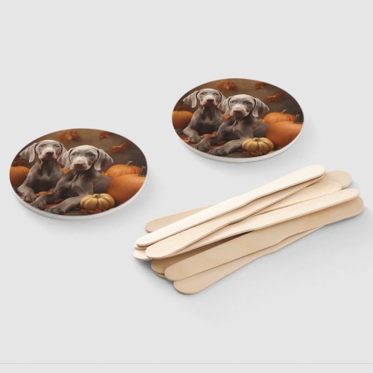 Weimaraner Welpe Autumn Delight Pumpkin Fächer (Non-assembled)
