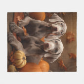 Weimaraner Welpe Autumn Delight Pumpkin Fleecedecke (Vorderseite (Horizontal))
