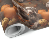 Weimaraner Welpe Autumn Delight Pumpkin Geschenkpapier (Rolleneckpunkt)