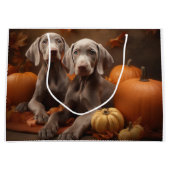 Weimaraner Welpe Autumn Delight Pumpkin Große Geschenktüte (Vorderseite)