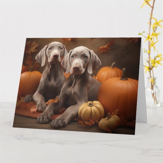 Weimaraner Welpe Autumn Delight Pumpkin Karte (Gelbe Blume)