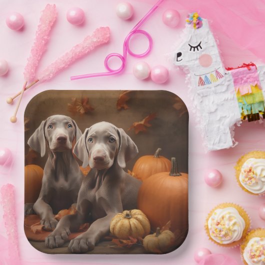 Weimaraner Welpe Autumn Delight Pumpkin Pappteller (Party)