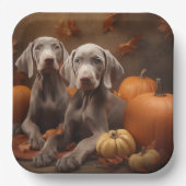Weimaraner Welpe Autumn Delight Pumpkin Pappteller (Vorderseite)
