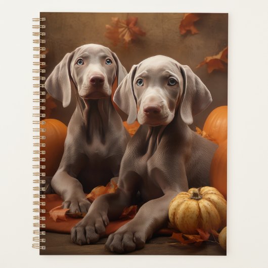 Weimaraner Welpe Autumn Delight Pumpkin Planer (Vorderseite)