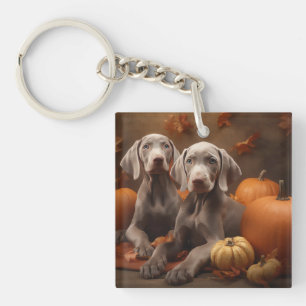 Weimaraner Welpe Autumn Delight Pumpkin Schlüsselanhänger