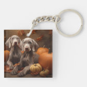 Weimaraner Welpe Autumn Delight Pumpkin Schlüsselanhänger (Rückseite)