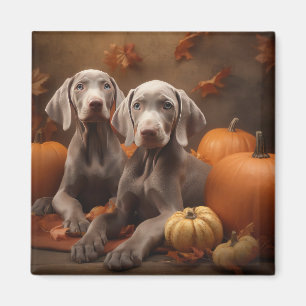 Weimaraner Welpe Herbstfreude Kürbis Magnet