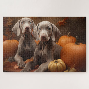 Weimaraner-Welpe Herbstfreude Kürbis Puzzle