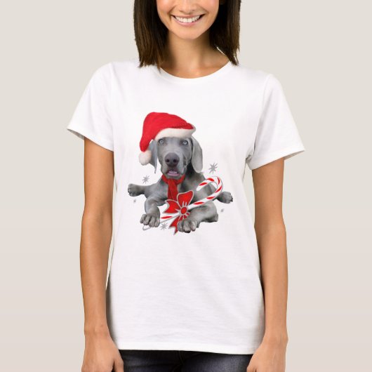 Weimaraner Welpe Santa T-Shirt (Vorderseite)