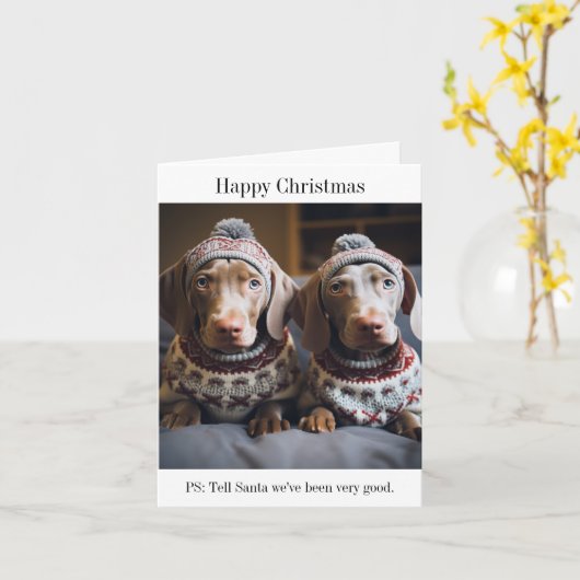 Weimaraner Welpen Weihnachtskarte Karte (Gelbe Blume)