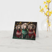 Weimaraner Welpen Weihnachtskarte Karte (Gelbe Blume)