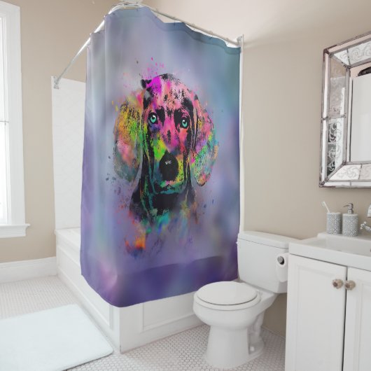 Weimaraner Welpenfarbenspritze Duschvorhang (Beispiel)
