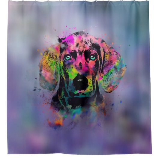 Weimaraner Welpenfarbenspritze Duschvorhang (Vorderseite)