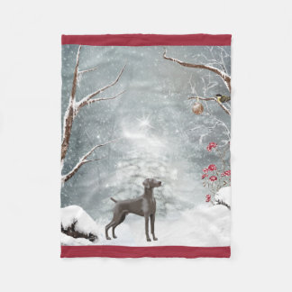 Weimaraner Winter-Märchenland-Fleece-Decke "30x40 Fleecedecke