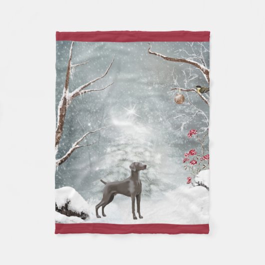 Weimaraner Winter-Märchenland-Fleece-Decke "30x40 Fleecedecke (Vorderseite)