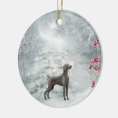 Weimaraner Winter-Verzierung Keramik Ornament (Links)