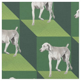 Weimaraner zu grünen Kuben Stoff